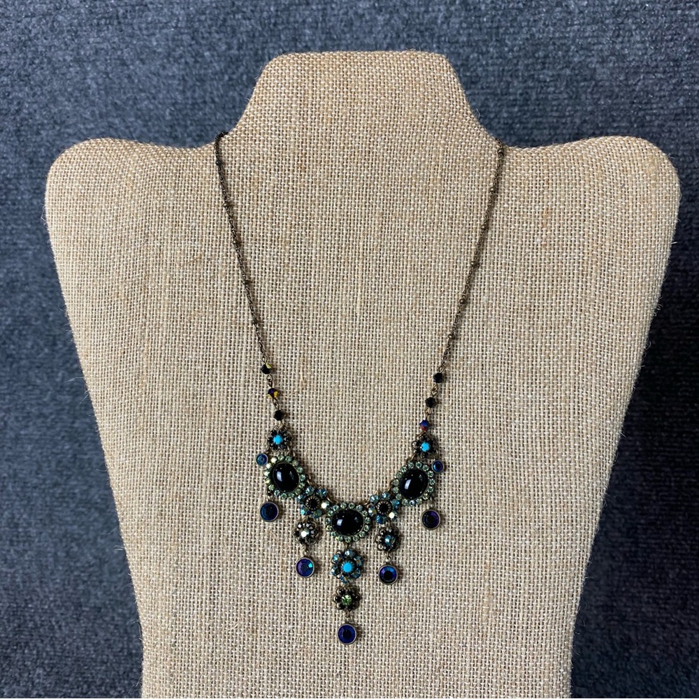 Lizpaiacios Blue and Black Vintage-Inspired Necklace